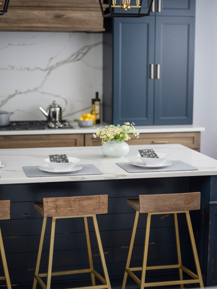 Hickory & Blue Modern Farmhouse Kitchen with Blue Shiplap Kitchen