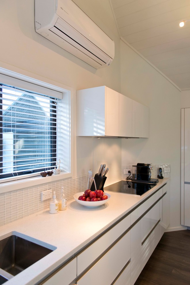 High Ceilings, stunning in White Contemporary Kitchen
