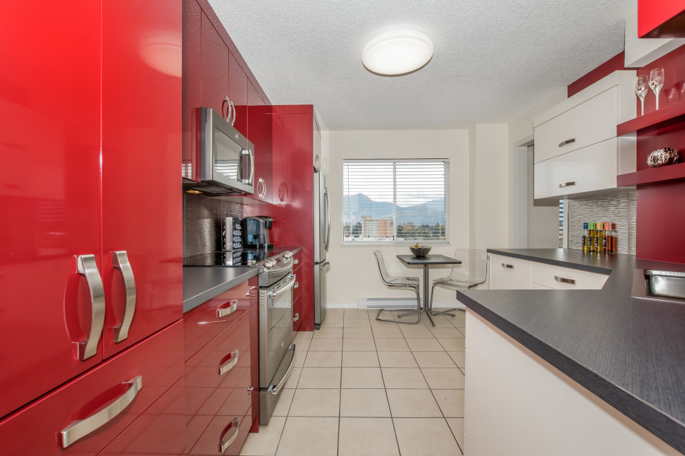 High Gloss Red Kitchen Contemporary Kitchen Vancouver by