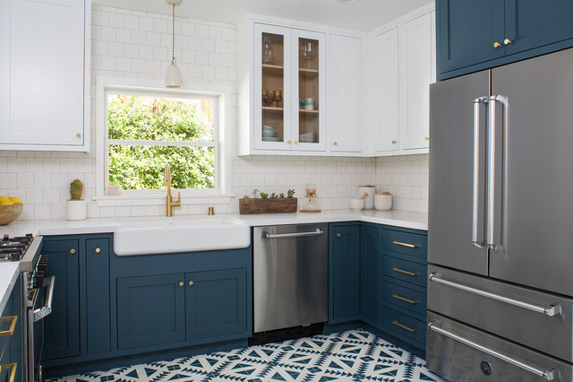 Deep Blue Shaker Cabinets, Cobalt Blue Kitchen Cabinet Knobs