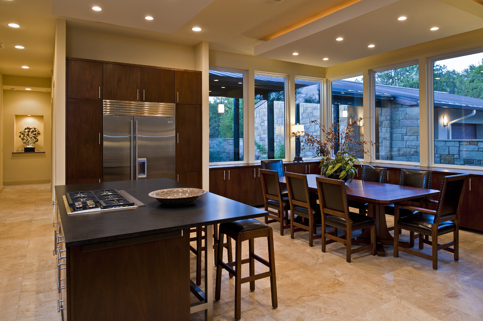 Inspiration for a contemporary kitchen in Austin with stainless steel appliances.