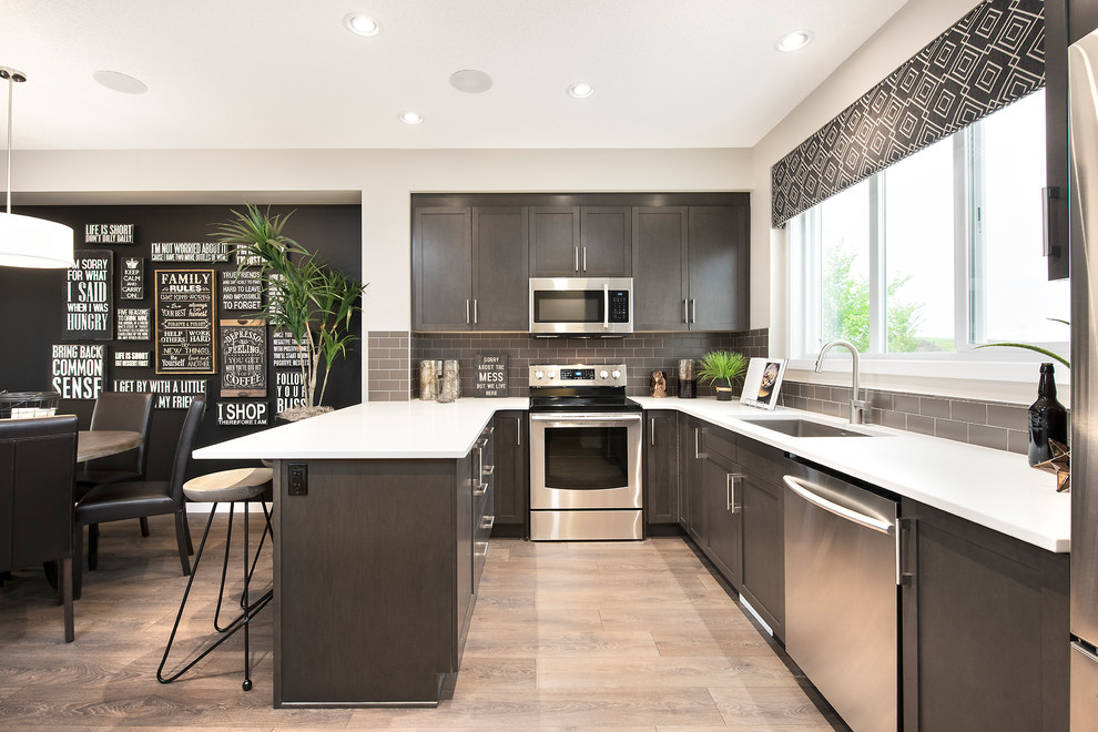 Inspiration for a transitional kitchen remodel in Edmonton