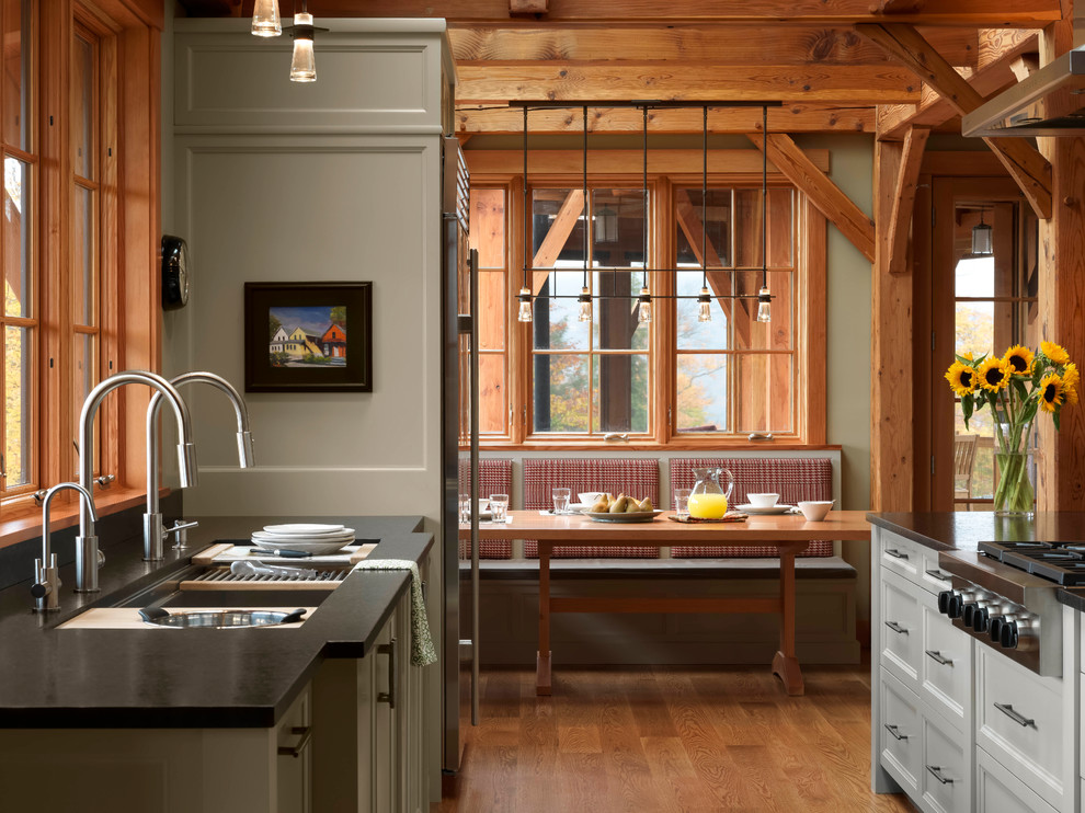 Photo of a rustic kitchen in Burlington.