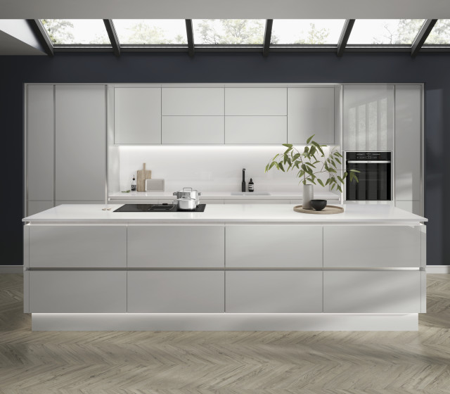 Hockley Mirror Gloss Dove Grey Handleless - Modern - Kitchen - Other ...