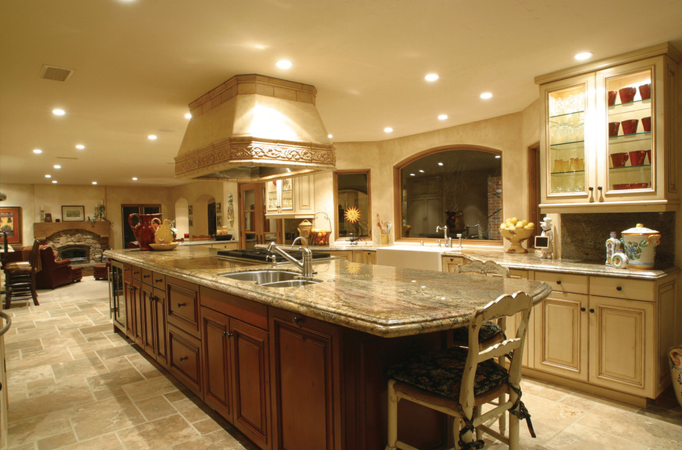 Tuscan kitchen photo in Los Angeles with granite countertops
