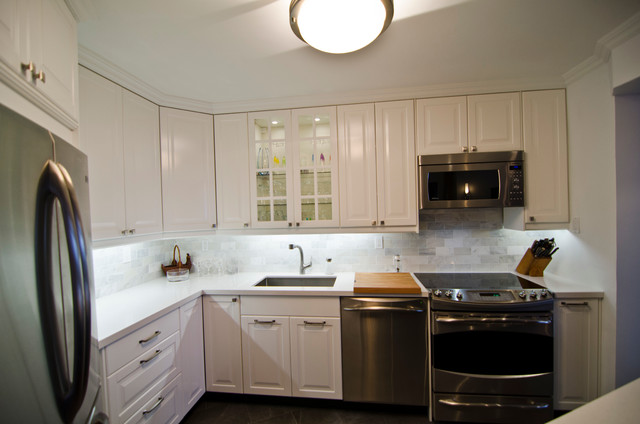 Ikea Lidingo white and Ramsjo Black condo litchen - Contemporary - Kitchen  - Toronto - by TS KITCHEN | Houzz