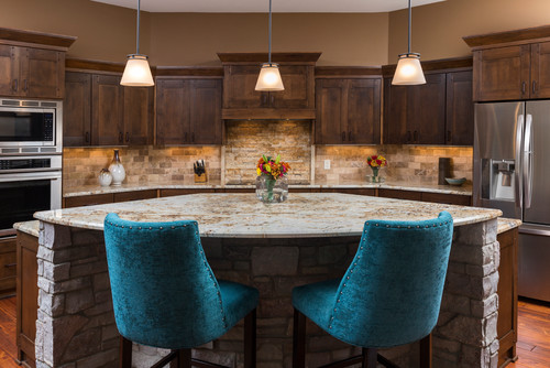 Kitchen island with raised bar