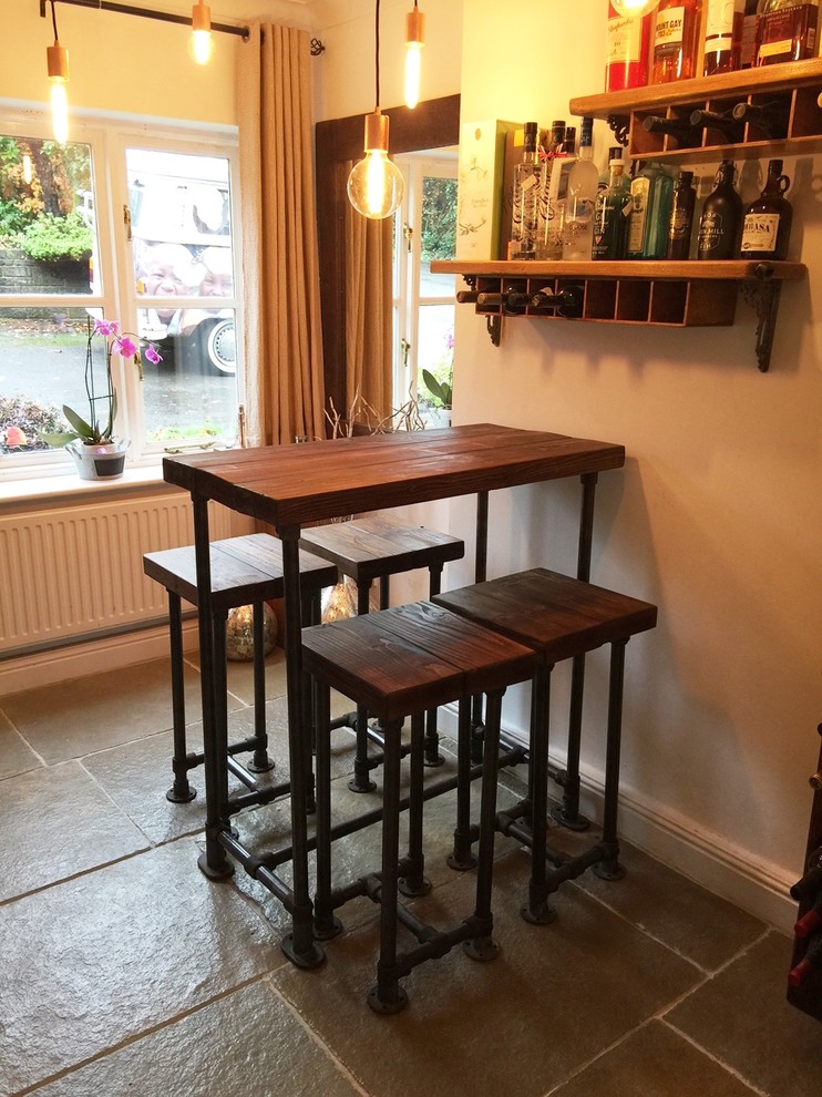 Industrial Style Scaffold Breakfast Bar with Four Scaffold Stools