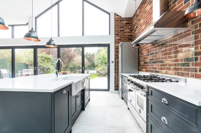 Industrial Style Shaker Kitchen Woodford Green Industrial Kuche Essex Von Handmade Kitchen Co Houzz