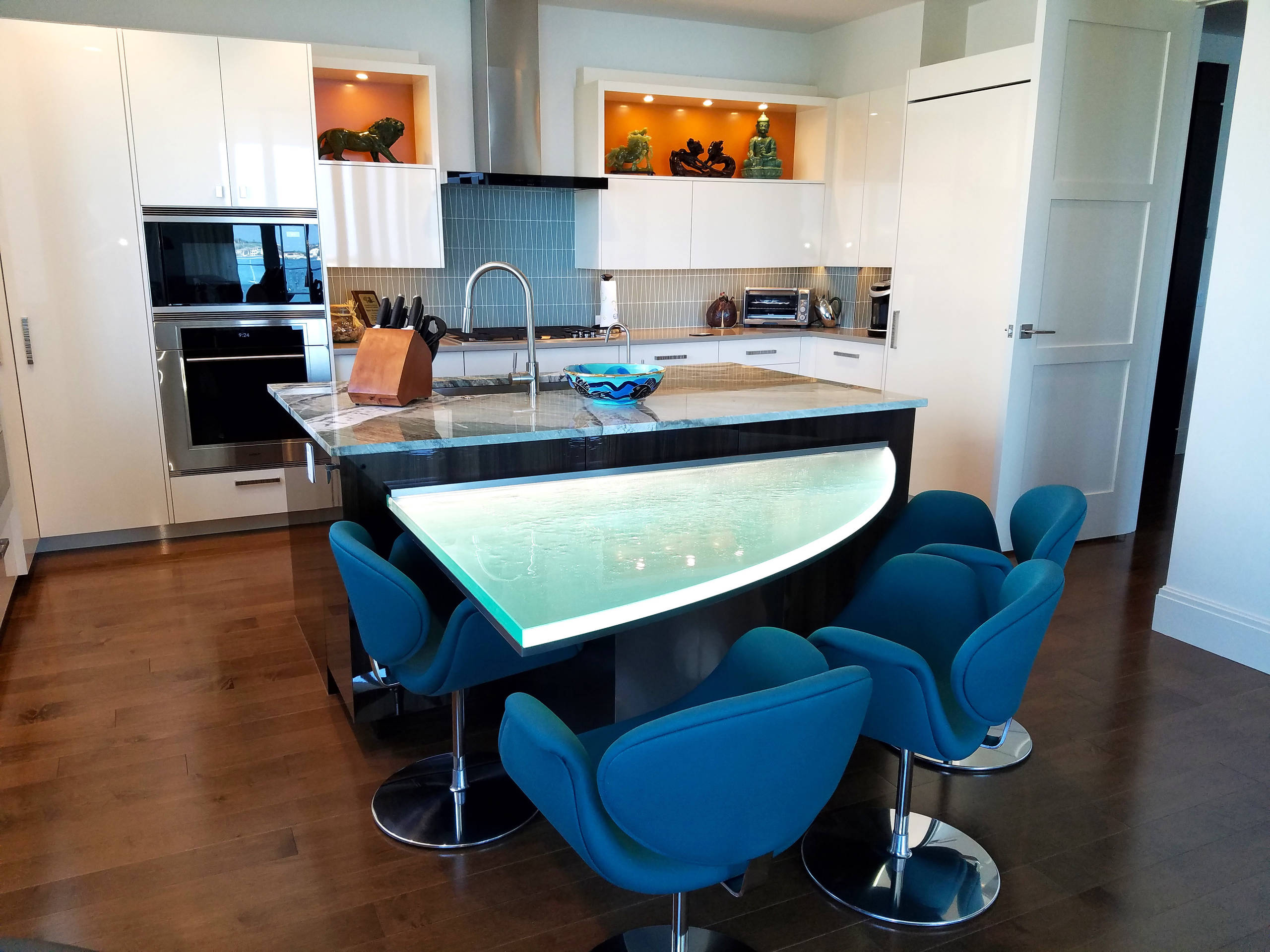 Bar counter - THINKGLASS RESIDENTIAL BAR - ThinkGlass - kitchen / glass /  U-shaped