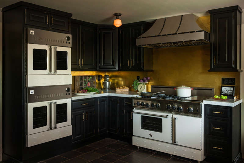 Example of a minimalist enclosed kitchen design in Philadelphia