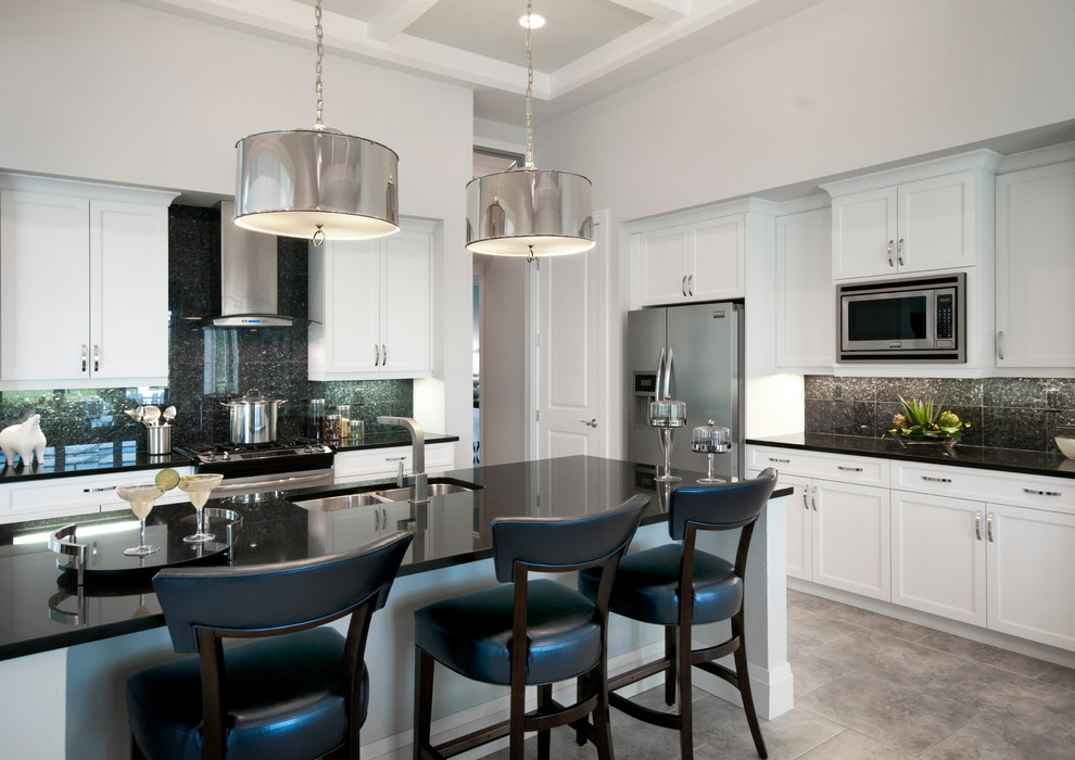 Contemporary kitchen in Tampa with stainless steel appliances.