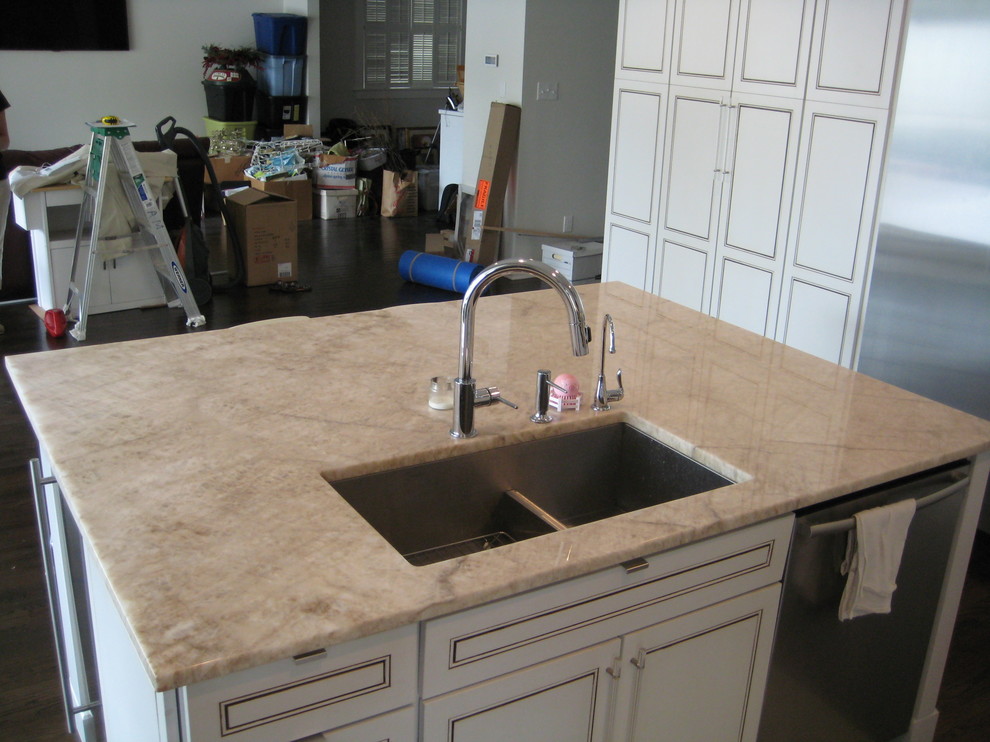 Island Cristallo Quartzite Traditional Kitchen New Orleans by