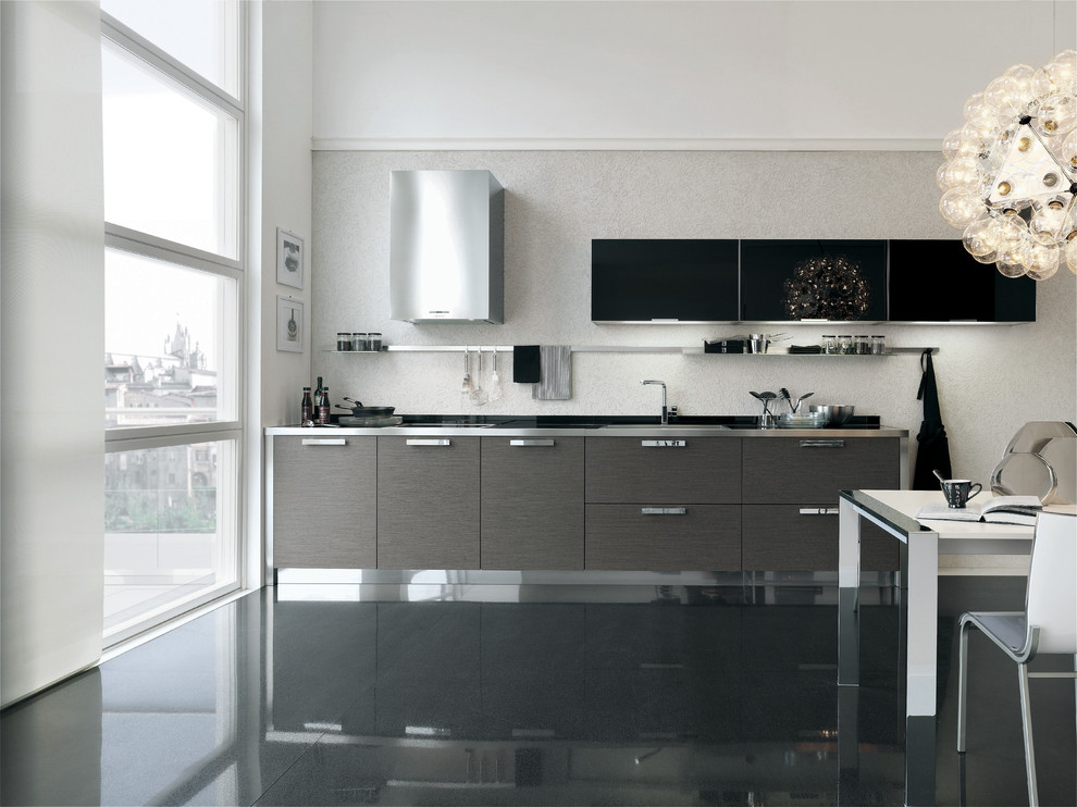 Example of a minimalist kitchen design in Miami
