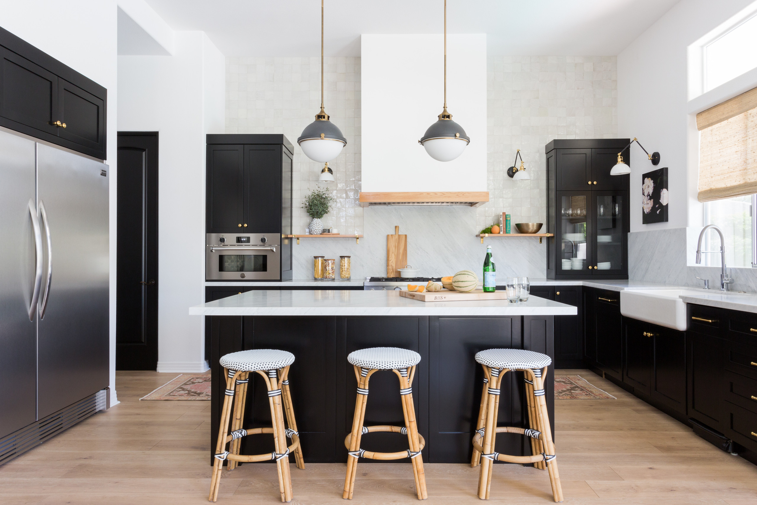 White and Gold Kitchen with Bertazzoni Range - Contemporary - Kitchen