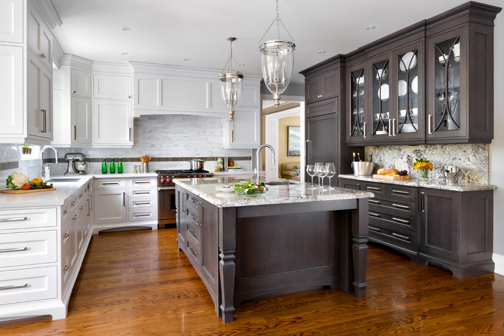 Inspiration for a timeless kitchen remodel in Toronto with quartz countertops