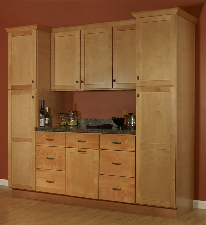 Kitchen - traditional kitchen idea in Other with recessed-panel cabinets and light wood cabinets