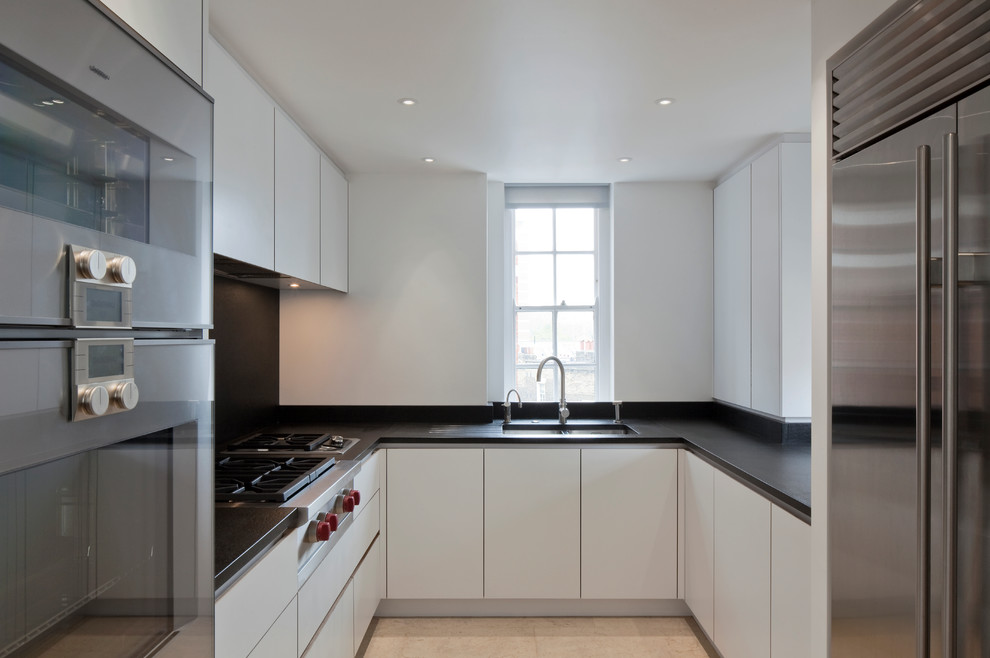 This is an example of a contemporary kitchen in London.