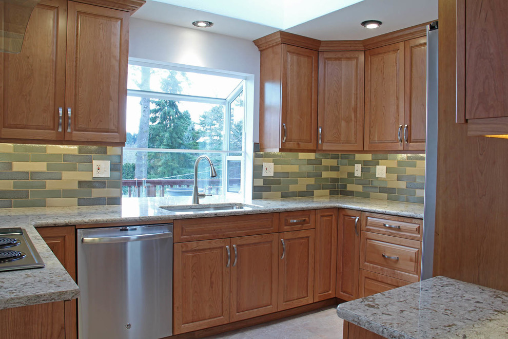 Keystone Kitchen with Wizard Bison Brick Tile Contemporary Kitchen