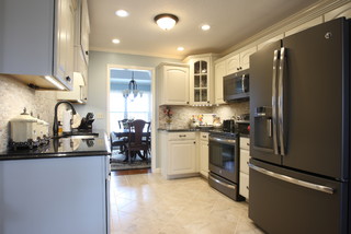 Ge slate appliances with white cabinets deals