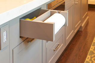 Riverdale Kitchen: custom paper towel holder/drawer., kitchen, paper towel, Riverdale Kitchen: custom paper towel holder/drawer., By AHA Interiors  Corp.