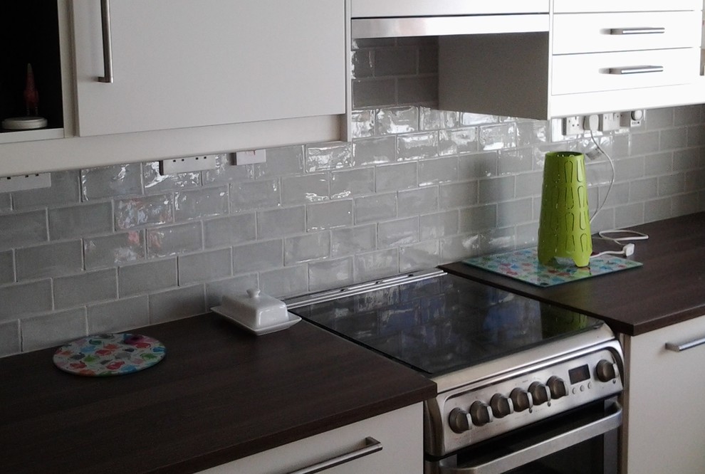 Kitchen Backsplash Grey Gloss Subway Tiles Modern Dublin By Tilestyle Houzz - Light Grey Gloss Kitchen Wall Tiles