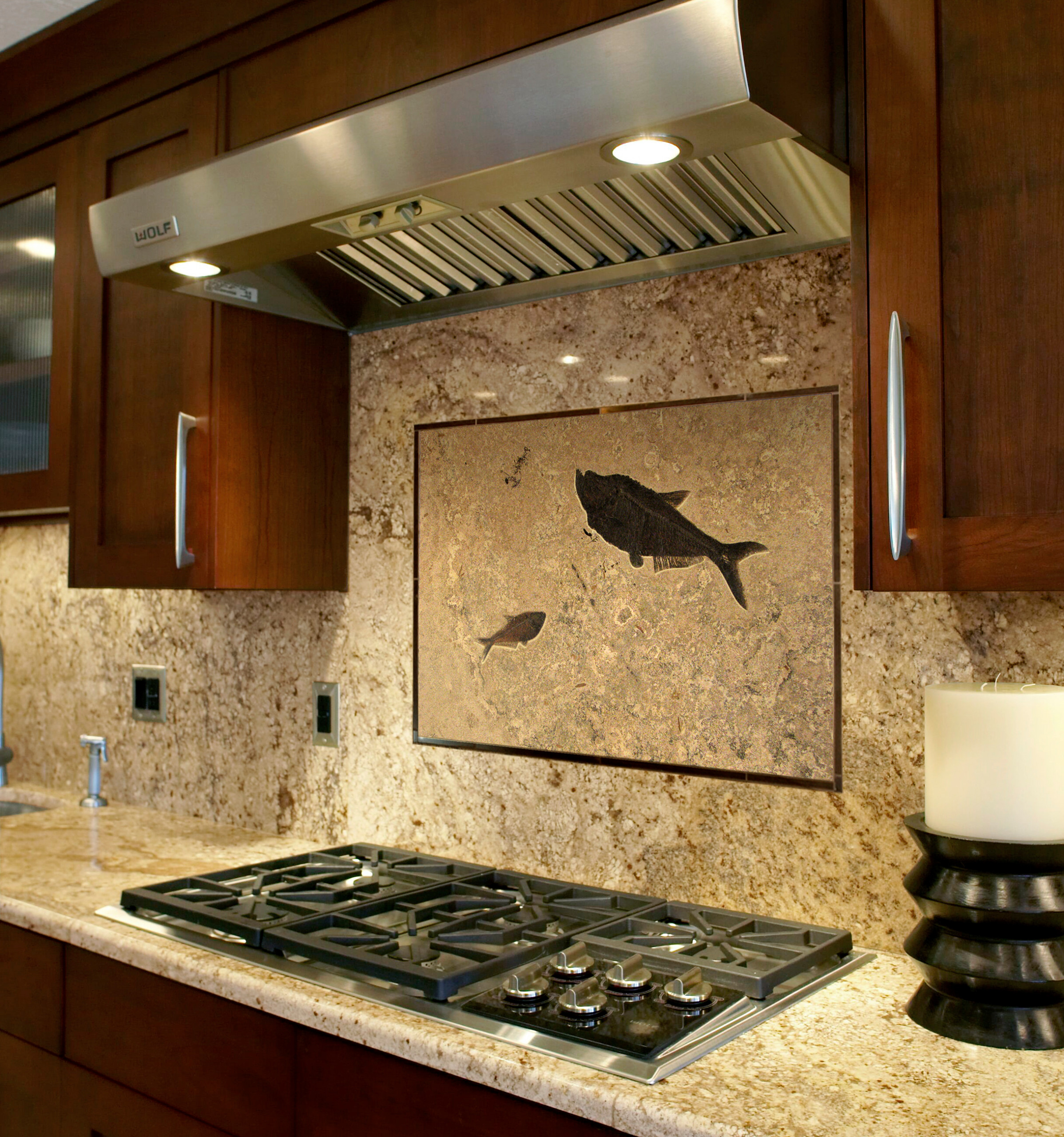 Honed Fossil Stone Relief Tile Backsplashes, Beige Limestone Kitchen  Accessories from United States 