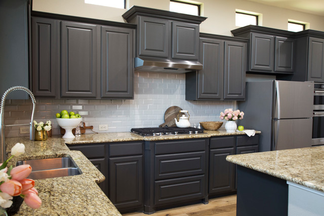 Kitchen Cabinets and Shiplap Walls in Kendall Charcoal - Country
