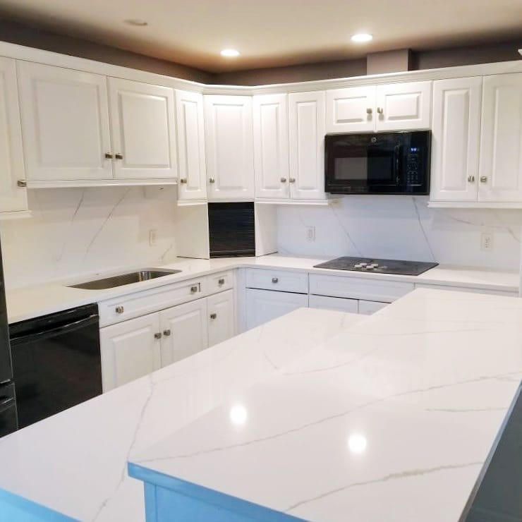 Kitchen Countertop in Calacatta Ultra Quartz Modern Kitchen Boston by Legacy Stone, Inc