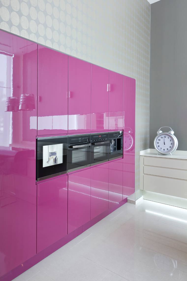 Kitchen Appliances in Monochrome Single Pink Purple Color Room