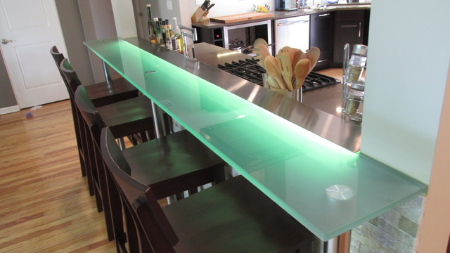 Kitchen Glass Bar Top - Contemporary - Kitchen - Chicago