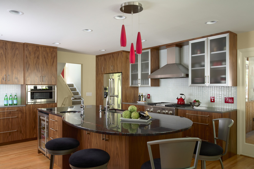 Contemporary kitchen in Minneapolis with stainless steel appliances.