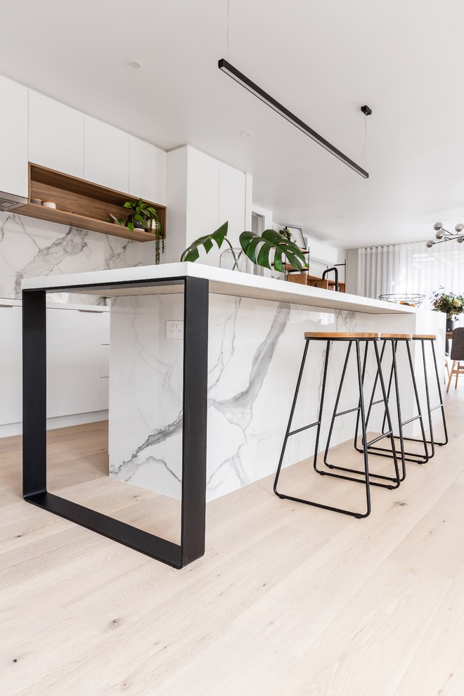 Kitchen Island Square Flat Metal Leg Support Modern Kitchen Melbourne By Hx Design Houzz