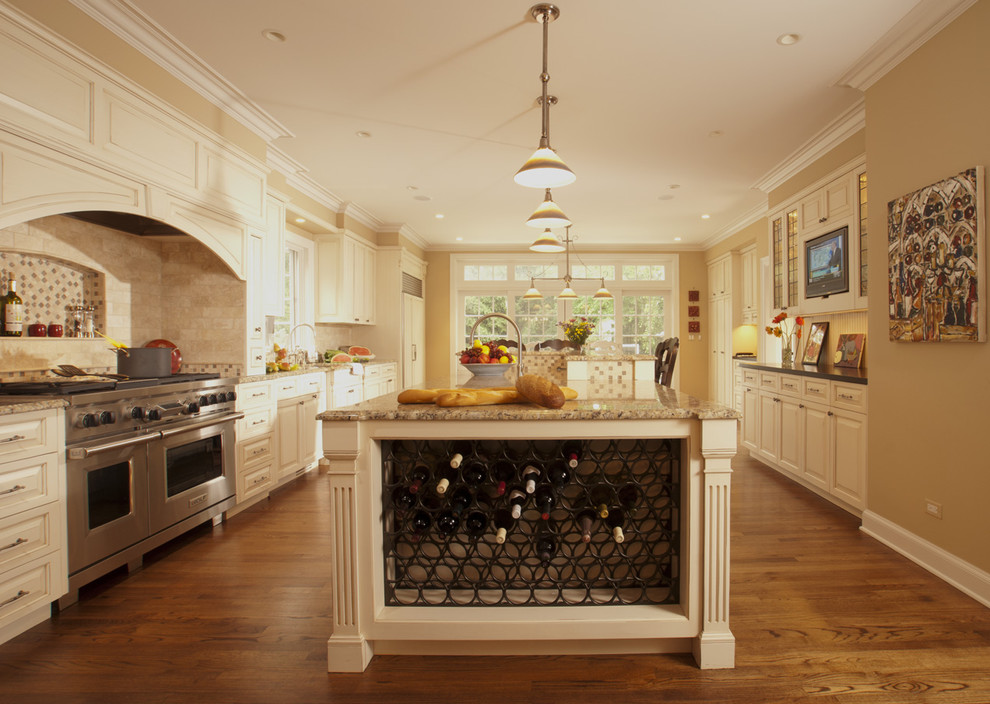 Kitchen Island Wine Storage Traditional Kitchen Chicago by