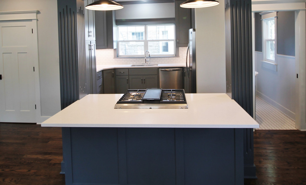 Kitchen Island with Gas Stove Craftsman Kitchen Kansas City by