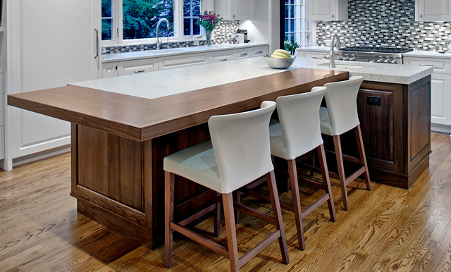 Kitchen Island with stone and wood counter top - Contemporary - Kitchen -  Chicago - by Benvenuti and Stein | Houzz