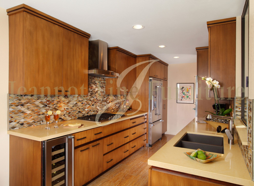 Photo of a contemporary galley kitchen/diner in Los Angeles.