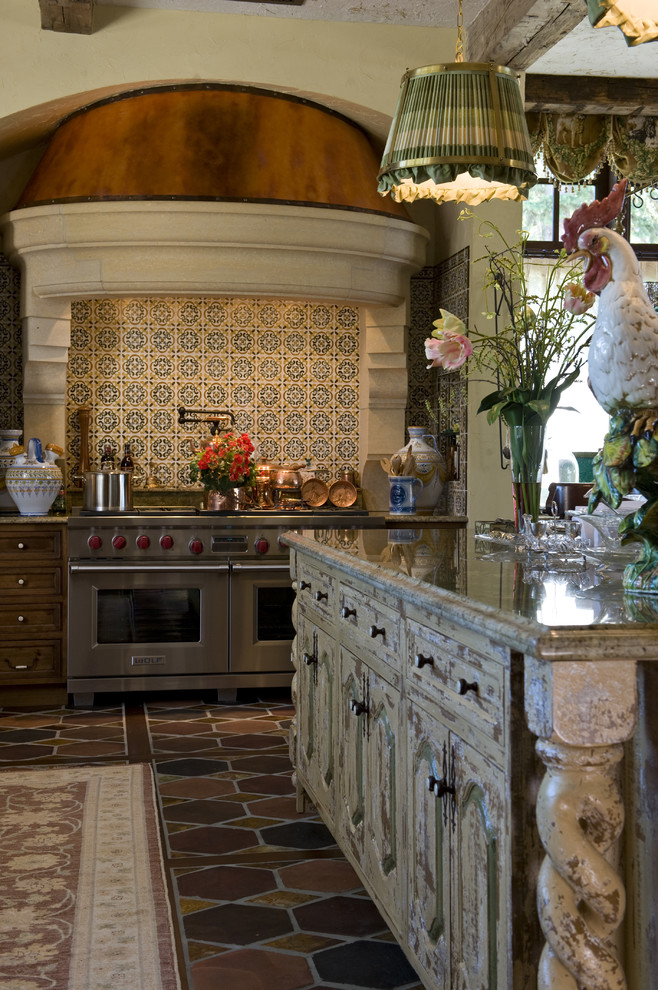 Design ideas for a traditional kitchen in Minneapolis with terracotta flooring.