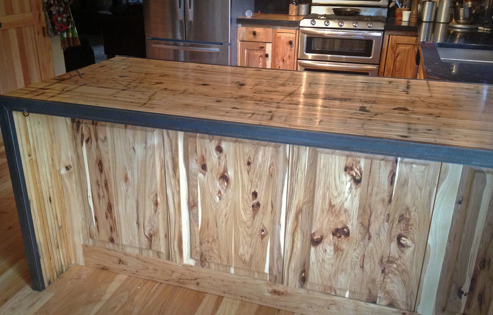 Kitchen reface Hickory/boxcar countertops Rustic Kitchen Denver