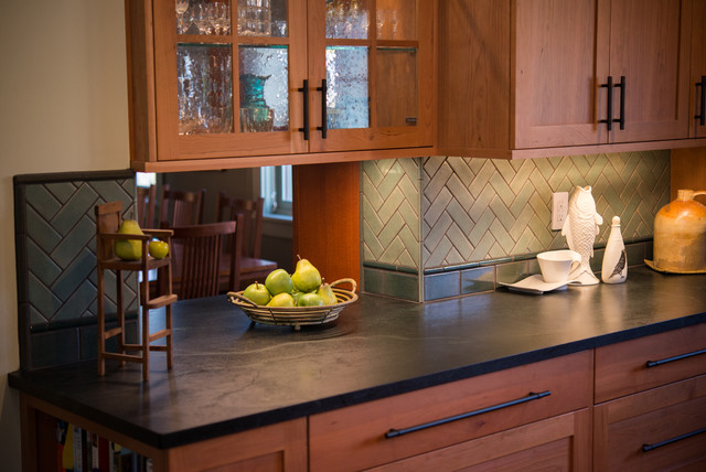 Kitchen Remodel - Flooring and Custom Backsplash - American Craftsman