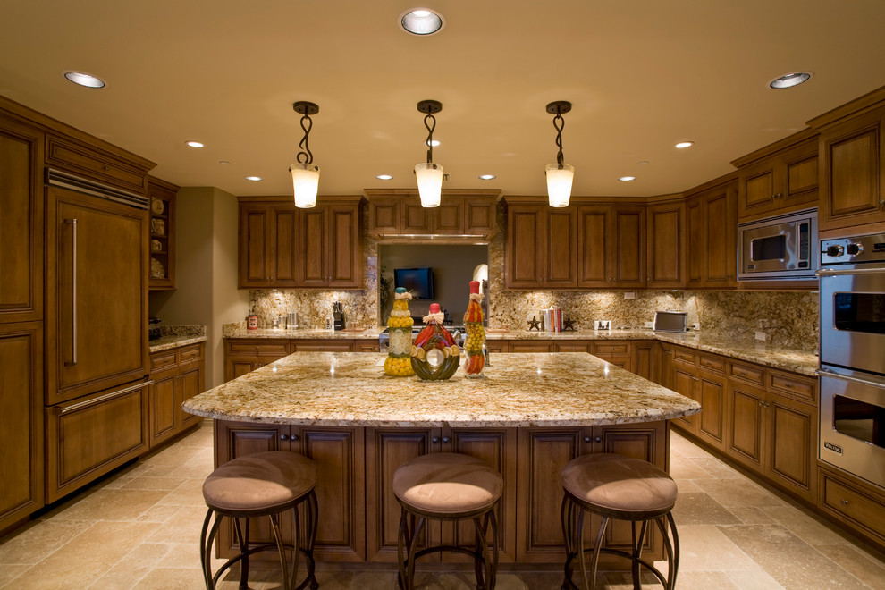 Mittelgroße Rustikale Wohnküche mit Keramikboden in Phoenix