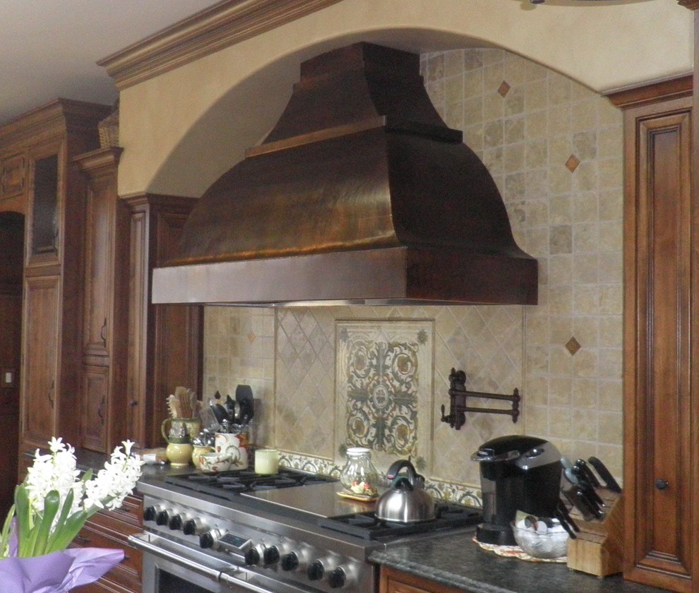 Kitchen spaces - Double arch french bell range hood - Traditional ... French Bathroom Cabinet