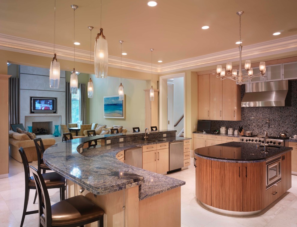 Example of a trendy kitchen design in Charlotte with stainless steel appliances