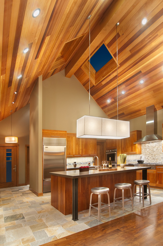 Kitchen Contemporary Sacramento By Ward Young Architecture Planning Truckee Ca Houzz - Track Lighting For Angled Ceilings