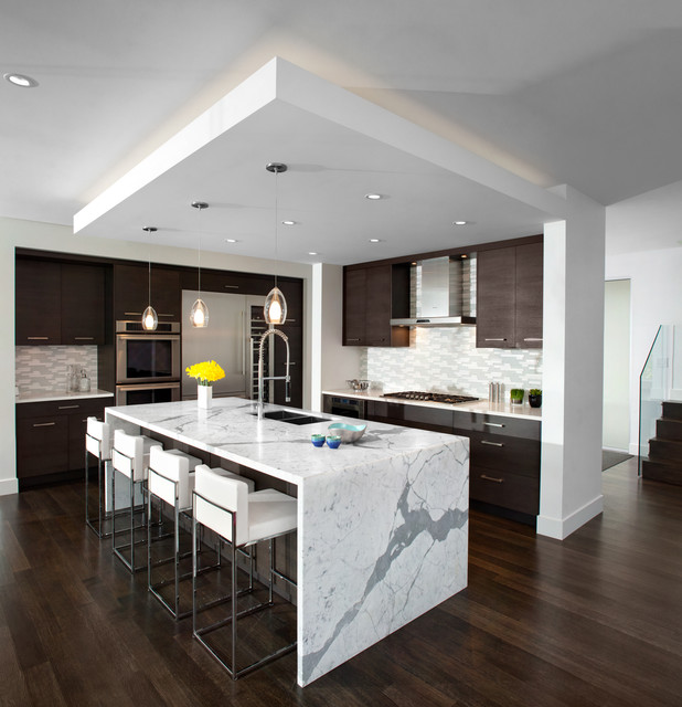 Kitchen Waterfall Island Modern Kitchen Vancouver By Meister Construction Ltd Houzz