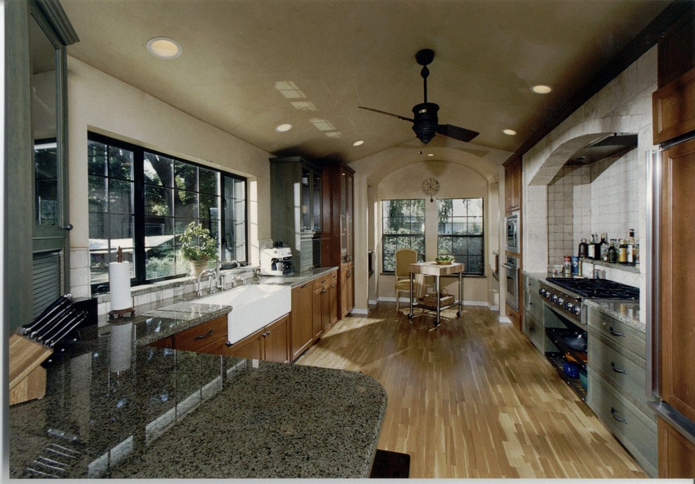 Kitchen with a unique designed alcove with rustic Transitional Kitchen Sacramento