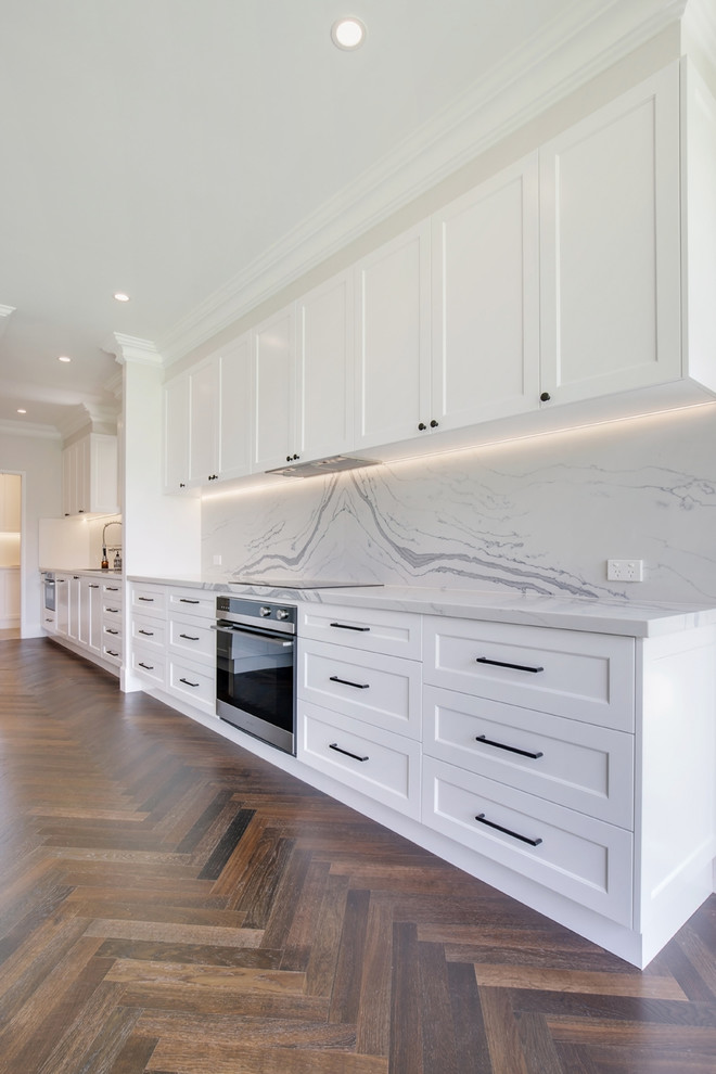 Kitchen with Book Matched Stone Traditional Kitchen Sydney by