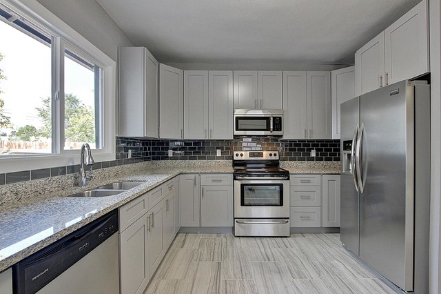 Kitchen with Grey Shaker Cabinets - Modern - Kitchen - Charlotte - by ...