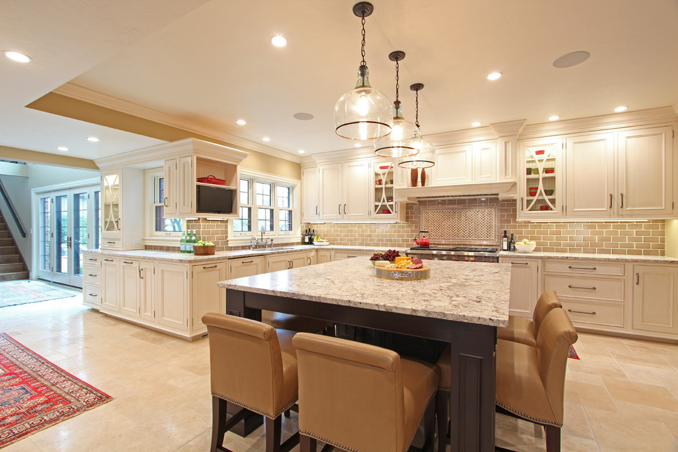Kitchen with Varying Ceiling Heights with Maximum Storage