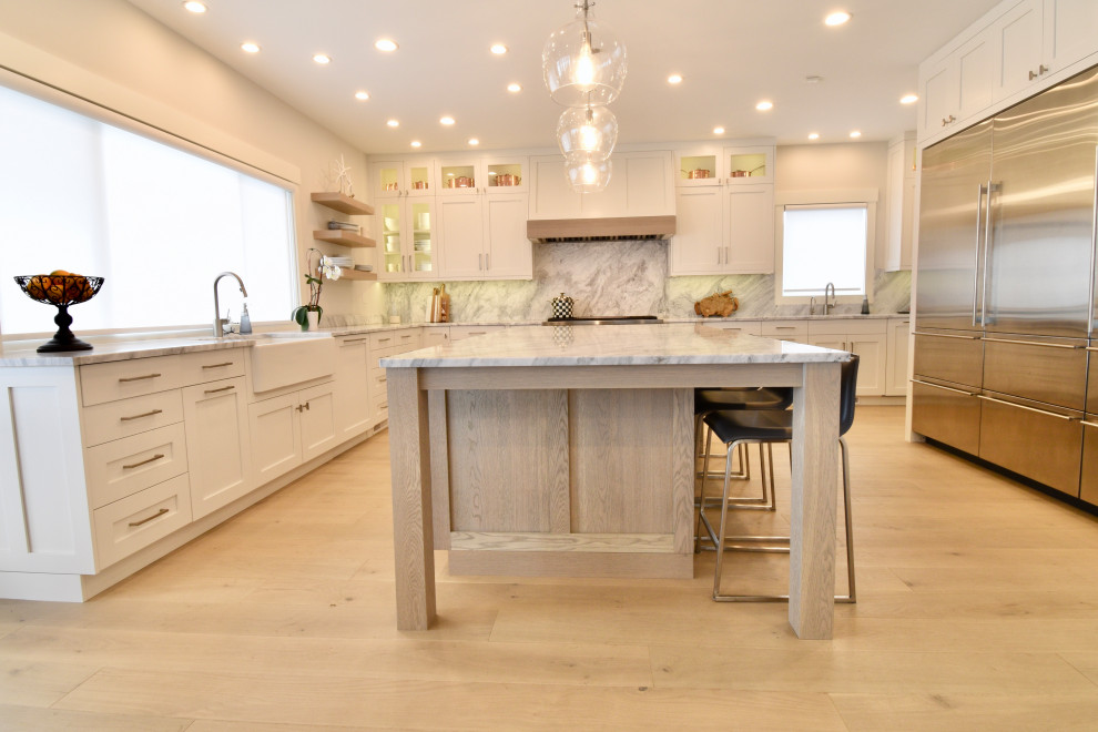 Kitchen with White Oak Island Beach Style Kitchen Bridgeport by